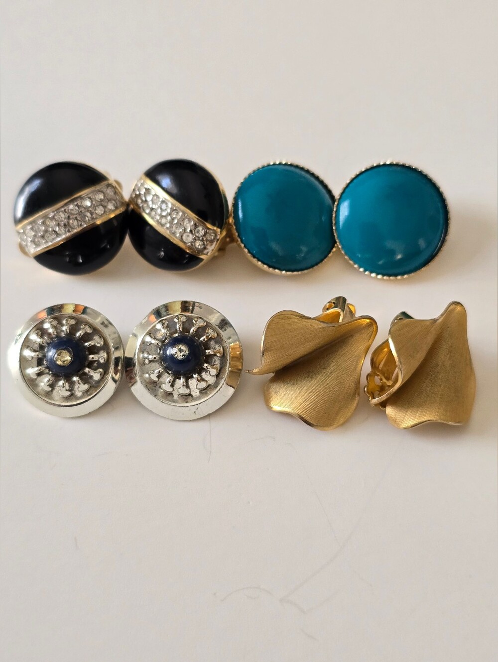 Vintage Assorted Women's Clip-On Earrings - Black, Turquoise, Silver, Gold